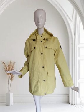 NEW Etage Pale Yellow Hooded Trench Coat with Button Front size 10